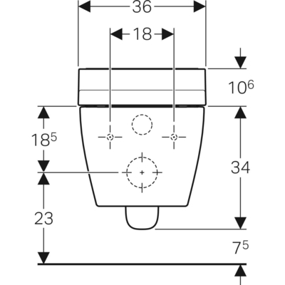 Geberit Tuma Classic Dusch WC 146090 Ansicht frontal mit Abmessungen 