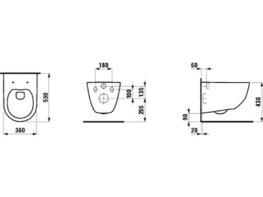 Laufen 2096.6 Maßskizze 
