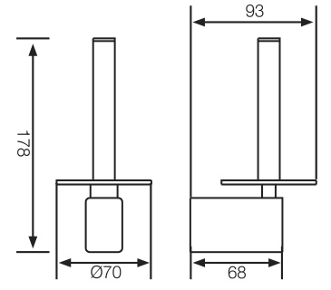 Reserve-Rollenhalter aus Edelstahl Maßblatt