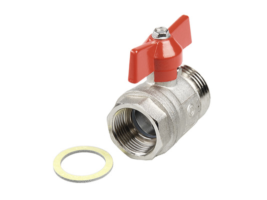 Tece Kugelhahn IG 3/4" AG 1"rot gerade für Verteiler