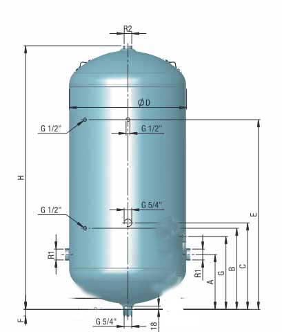 Austria Email Windkessel 150 l verzinkt ohne Füsse