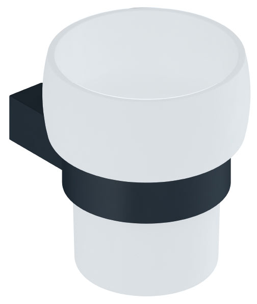 Amoa Glashalter mit Kristallglas aus Edelstahl schwarz