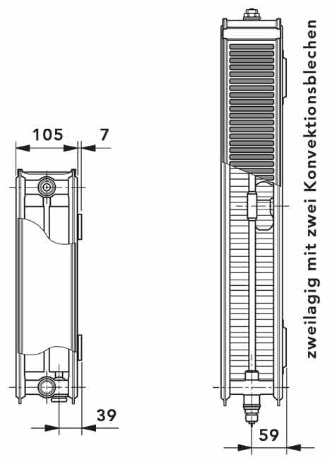 Vogel und Noot Heizkörper T6 22 600X1600 mm Maß