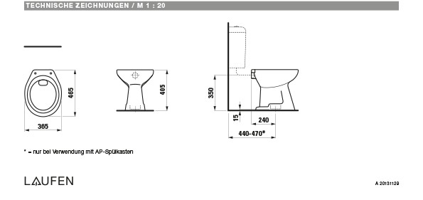 Laufen Sedan WC Tiefspüler Maßblatt 