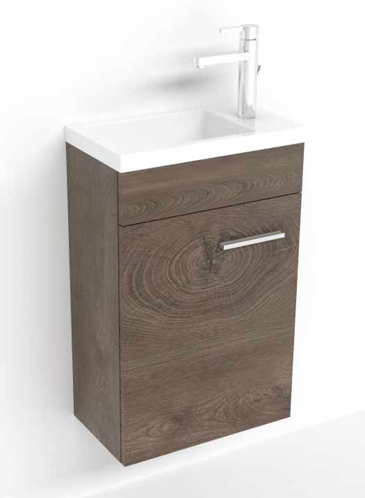 IS BASIC Mineralguss - WT- Set mit Unterbau 400 mm, Cognac OAK links 