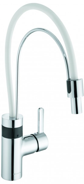 Kludi E-GO Spültisch Einhandmischer elektronisch  6 Volt mit ausziehbarem Auslauf 42215