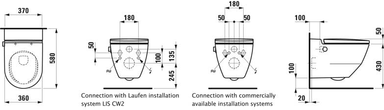 Laufen Navia Dusch-WC Aktion 82060.1 mitLCC weiß Abmessungen 