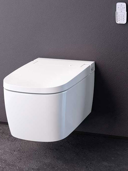 Vitra wand WC Komplettset spülrandlos mit Dusch WC Sitz weiss inkl.Touch-Fernbedienung