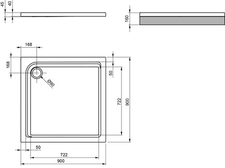 Brausetasse Acryl 900X900 90x90 extraflach 