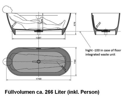 Freistehende Badewanne,freistehend, Mineralgußwanne