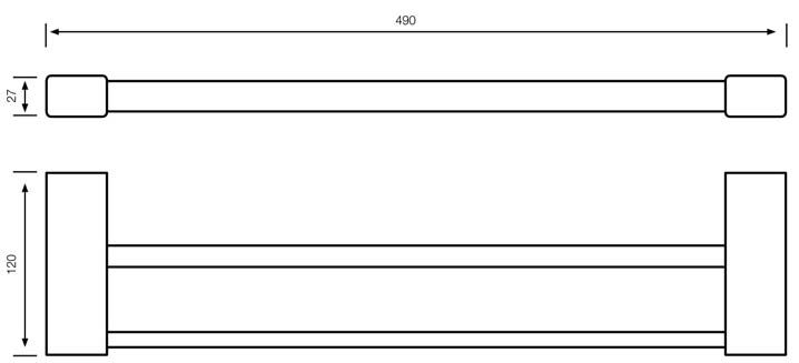 Badetuchhalter 490 mm doppelt aus Edelstahl 