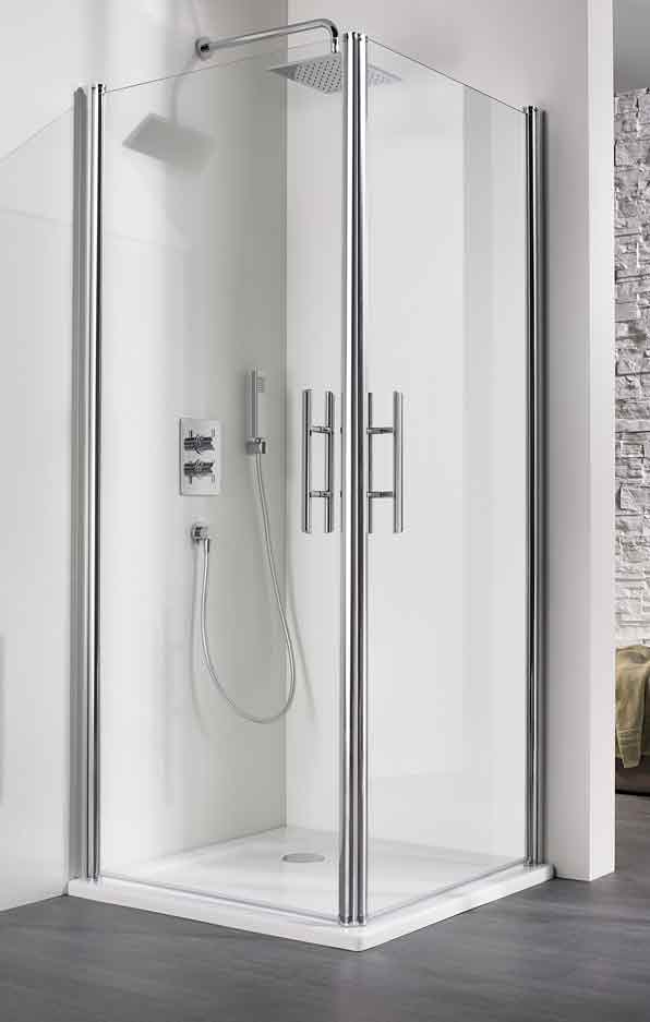 HSK Eckkabine 2-tlg.EXKLUSIV 900 X 2000 mm, silber, Glas ESG hell