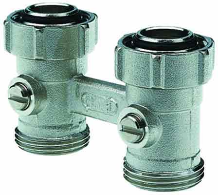 Zweirohrhahnblock 3/4" Durchgang gearde, Anschluss Block für Ventilheizkörper
