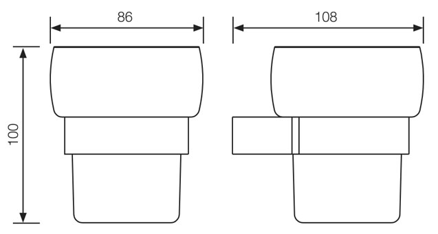 Amoa Glashalter mit Kristallglas aus Edelstahl Maßblatt 