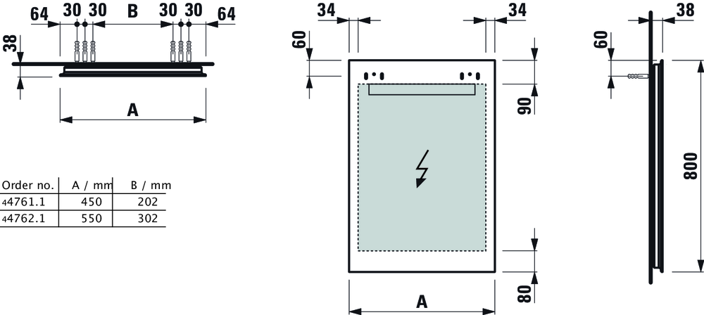 Laufen Leelo Spiegel 450 mm mit Led Beleuchtung Abmessungen