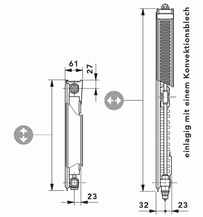 Vogel und Noot Heizkörper T6 11 500X1200 mm Maß