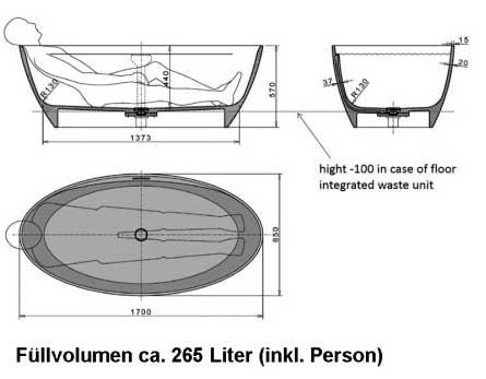 Freistehende Badewanne,freistehend, Mineralgußwanne