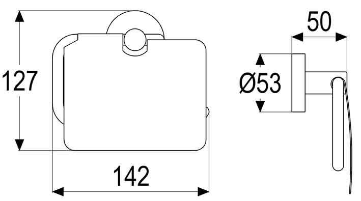 Una Rollenhalter mit Deckel chrom Maßblatt 