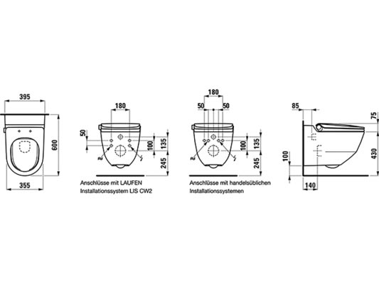Laufen Riva Dusch-WC Skizze 