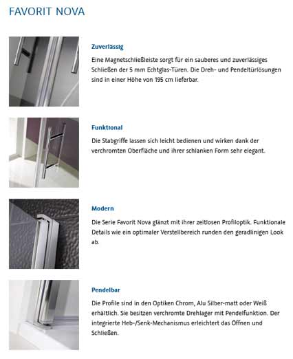 HSK Eckeinstieg 2-tlg.Favorit Nova 900 technische Details 