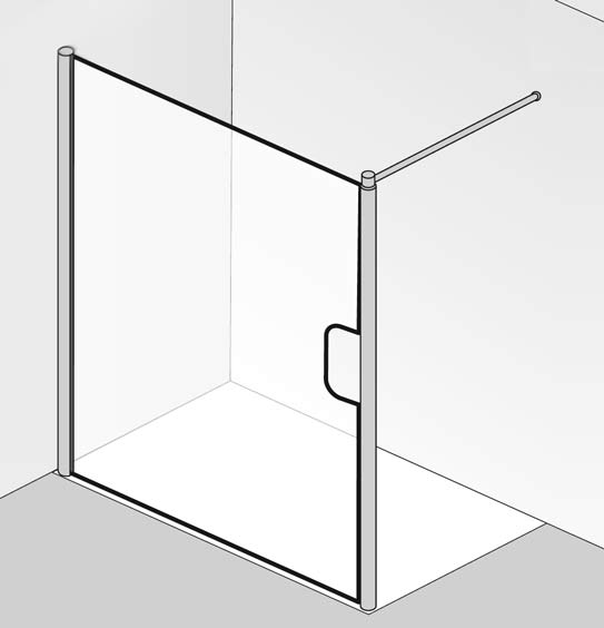 HSK Walk In Easy 1200 mm silber matt,  ESG Glas hell  