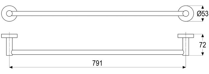 Badetuchhalter 800 mm, Chrom Maßblatt 