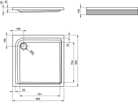 Brausetasse Acryl 900X900 90x90 65 mm  