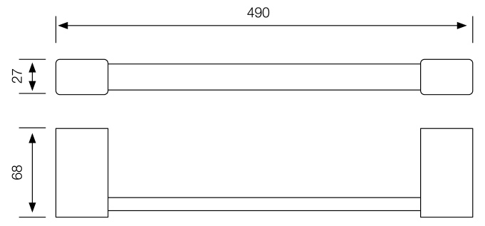 Badetuchhalter 490 mm aus Edelstahl Maßblatt 