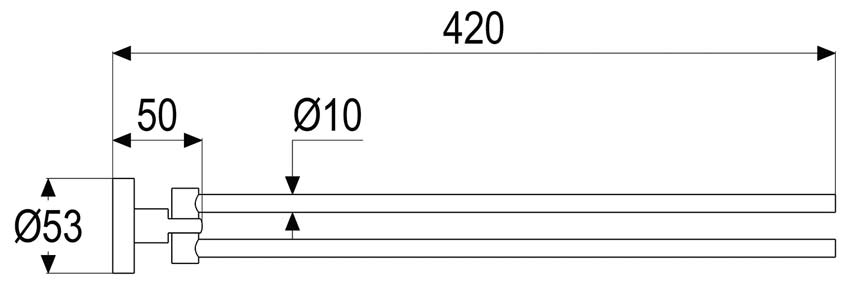 Una Doppelhanduchhalter verchromt Maßblatt 