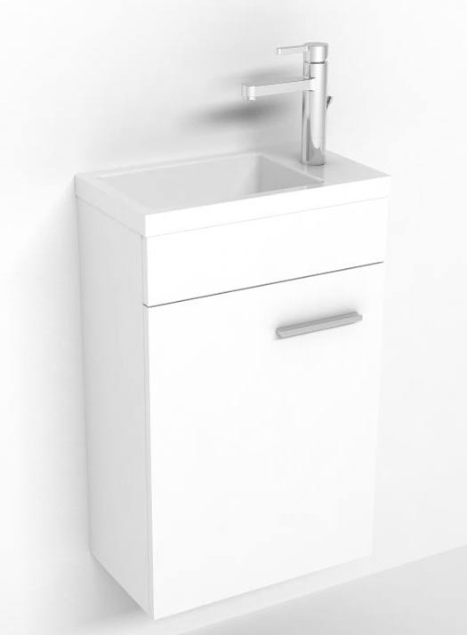 IS BASIC Mineralguss - WT- Set mit Unterbau 400 mm weiss links 