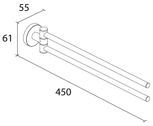Ora Doppelhandtuchhalter 2-armig, Chrom Maßblatt 