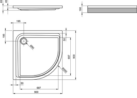 Viertelkreisbrausetasse  One superflach 