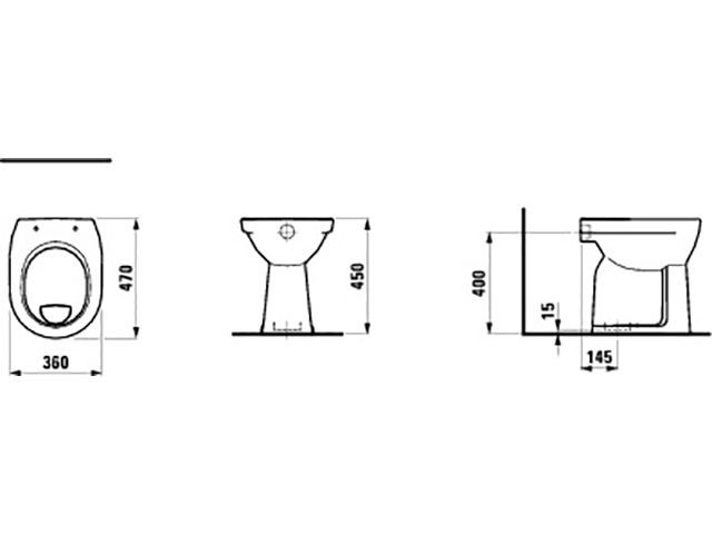 Laufen Pro Stand WC Flach erhöht 2595.7 Maß