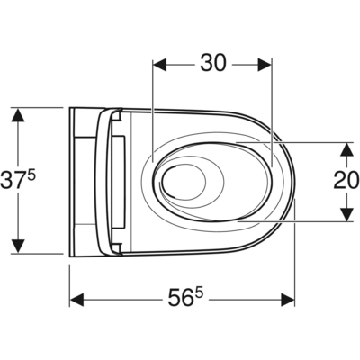 Geberit AquaClean Sela 146.220 Ansicht von oben mit Abmessungen
