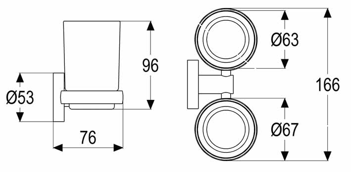 Doppelglashalter mit Kristallglas Abmaße 