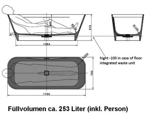 Freistehende Badewanne,freistehend, Mineralgußwanne