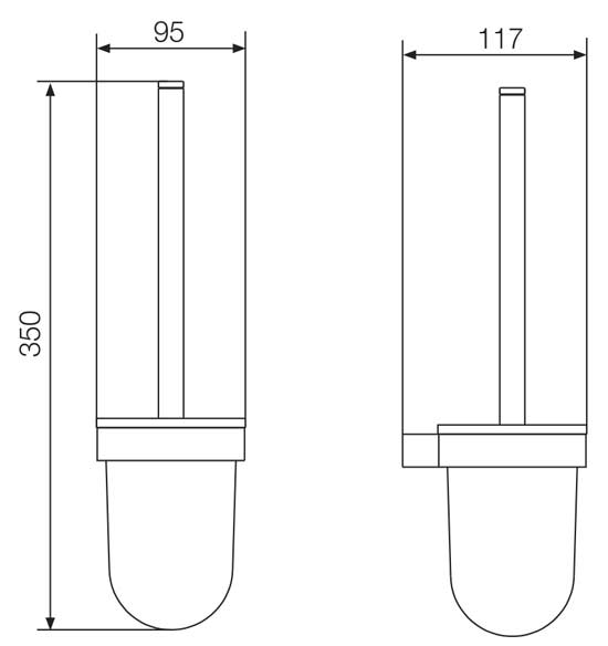 Toilettenbürstengarnitur mit Kristallglas Halterung  Edelstahl Maßblatt