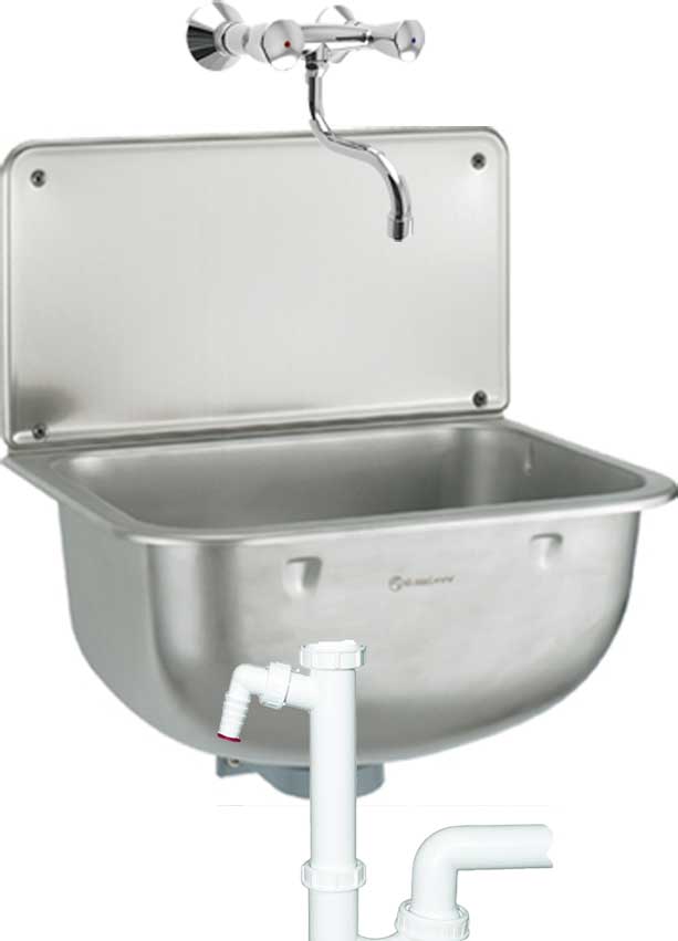 Edelstahl-Ausgussbeckenset mit Armatur , Ablauf  und Sifon