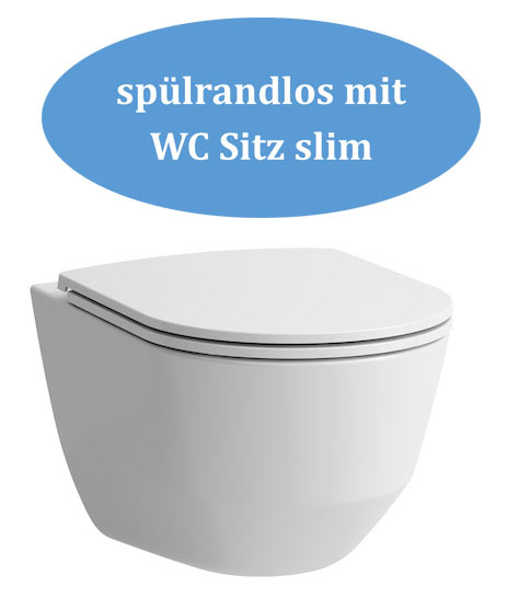 Laufen Wand WC Set Pro spülrandlos mit WC Sitz slim und Montageband 